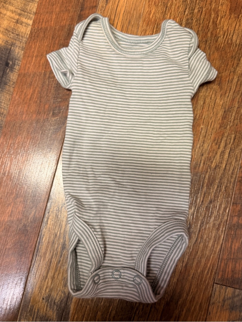 Carter's Short-Sleeve Striped One-Piece in Light Gray and White